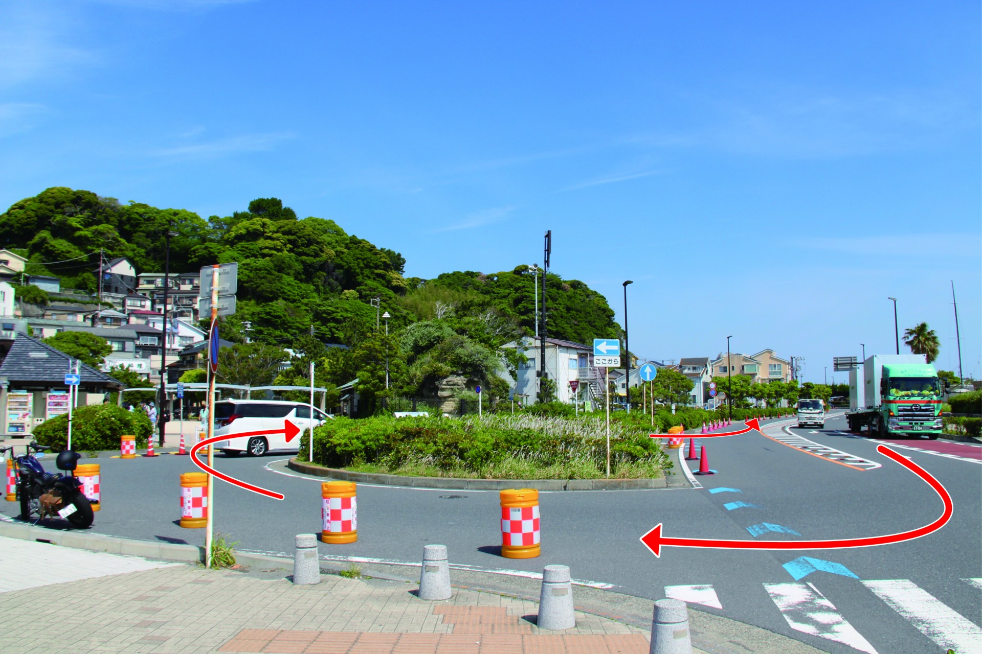 江の島駐車場へのマップ