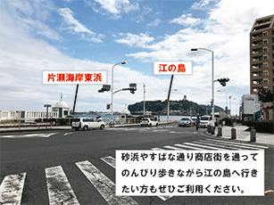 片瀬東浜駐車場へのマップ